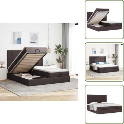 Letto matrimoniale - vidaXL Struttura Letto Pouf con Materassi 180x200 cm in Tessuto - Coprimaterasso lavabile