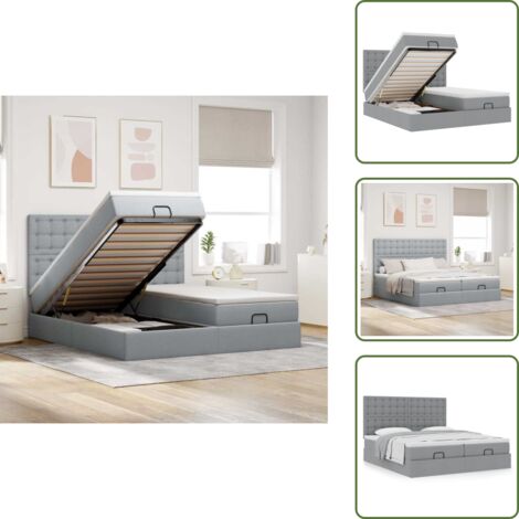 Letto matrimoniale - vidaXL Struttura Letto Pouf con Materassi 200x200 cm in Tessuto - Coprimaterasso