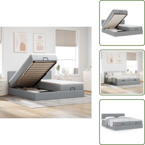 Letto matrimoniale - vidaXL Struttura Letto Pouf con Materassi 200x200 cm in Tessuto - Coprimaterasso