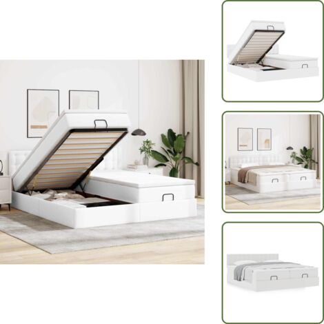 Letto matrimoniale - vidaXL Struttura Letto Pouf con Materassi Bianco 180x200 cm Similpelle - Coprimaterasso