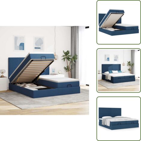 Letto matrimoniale - vidaXL Struttura Letto Pouf con Materassi Blu 200x200 cm in Tessuto - Coprimaterasso lavabile