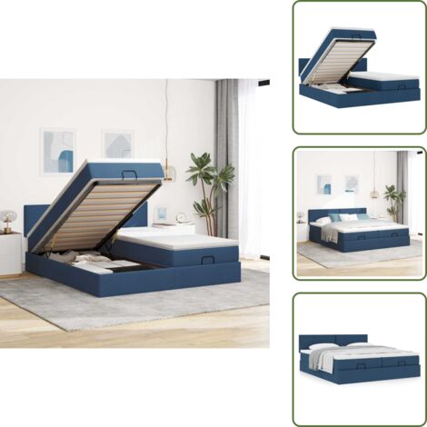 Letto matrimoniale - vidaXL Struttura Letto Pouf con Materassi Blu 200x200 cm in Tessuto - Letto con testiera