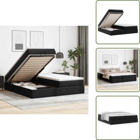 Letto matrimoniale - vidaXL Struttura Letto Pouf con Materassi Nero 180x200 cm Similpelle - Coprimaterasso