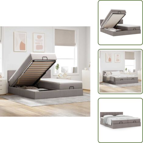 Letto matrimoniale - vidaXL Struttura Letto Pouf con Materassi Tortora 180x200cm in Tessuto - Letto con testiera