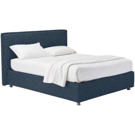 Letto Matrimoniale Widnes, Sfoderabile, Contenitore Made in Italy, blu