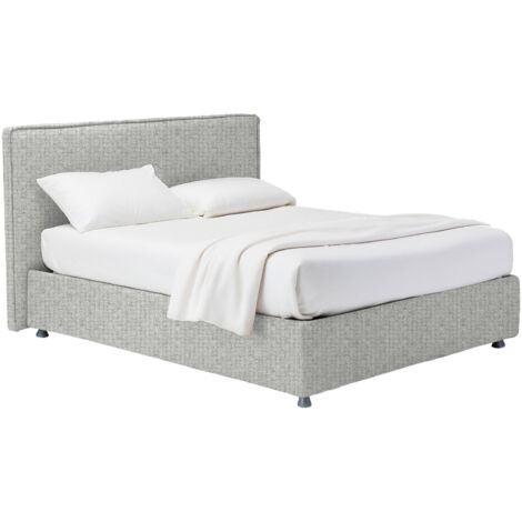 Letto Matrimoniale Widnes, Sfoderabile, Contenitore Made in Italy, Grigio Chiaro