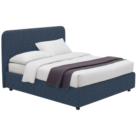 Letto Matrimoniale Wigan, Sfoderabile, Contenitore Made in Italy, blu