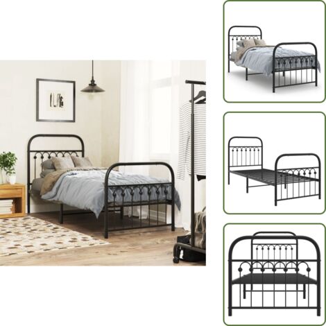 Letto metallico - vidaXL Giroletto con Testiera e Pediera Metallo Nero 75x190 cm - Letto con spazio sottostante