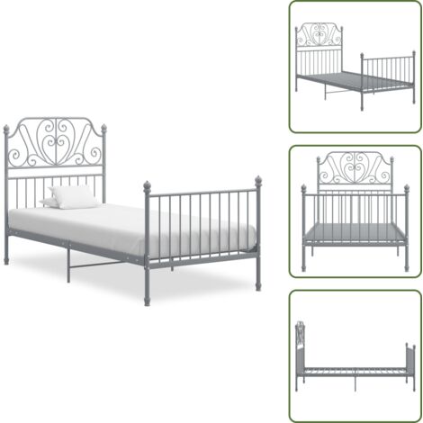 Letto metallico - vidaXL Giroletto Grigio in Metallo 100x200 cm - Letto grigio