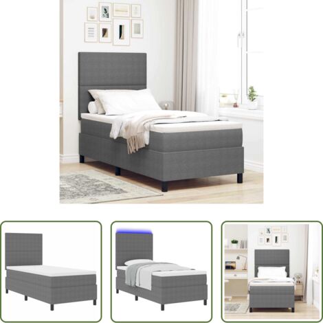 Letto moderno -  Letto a Sorgente LED Grigio chiaro e bianco 100 x 200 cm