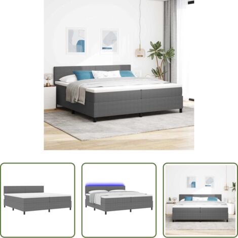 Letto moderno -  Letto a Sorgente LED Grigio chiaro e bianco 200 x 200 cm