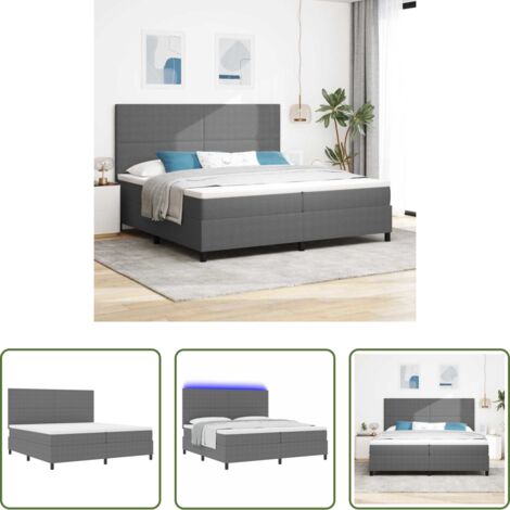 Letto moderno -  Letto a Sorgente LED Grigio chiaro e bianco 200 x 200 cm