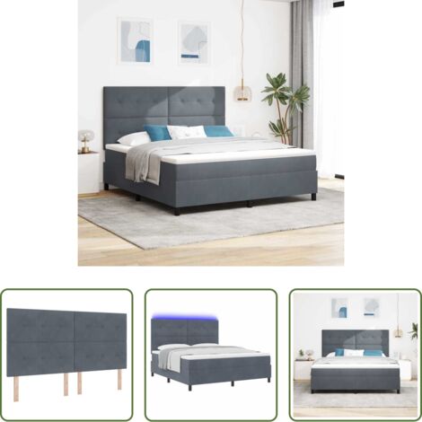 Letto moderno -  Letto a Sorgente LED Grigio scuro 180 x 200 cm Velluto
