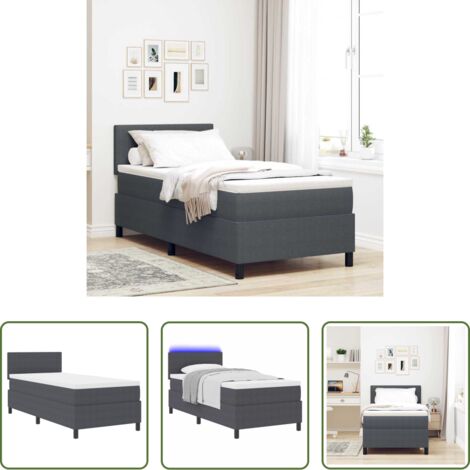 Letto moderno -  Letto a Sorgente LED Grigio Scuro e Bianco 80 x 200 cm