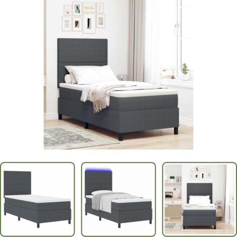 Letto moderno -  Letto a Sorgente LED Grigio Scuro e Bianco 80 x 200 cm