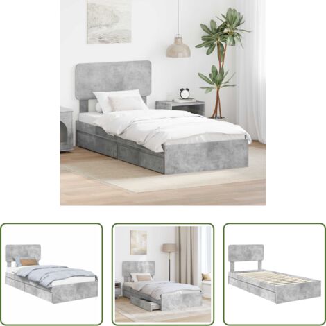 Letto moderno -  Letto con Contenitore con testiera Grigio cemento 70 x 190 cm