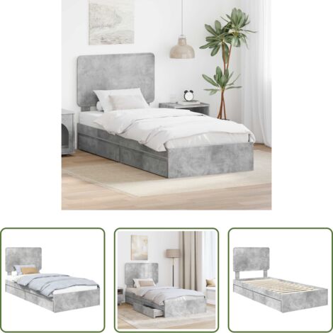 Letto moderno -  Letto con Contenitore con testiera Grigio cemento 90 x 190 cm