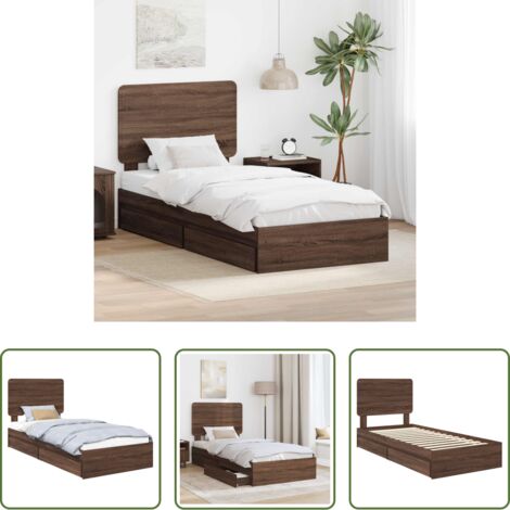 Letto moderno -  Letto con Contenitore con testiera Rovere Marrone 75 x 190 cm
