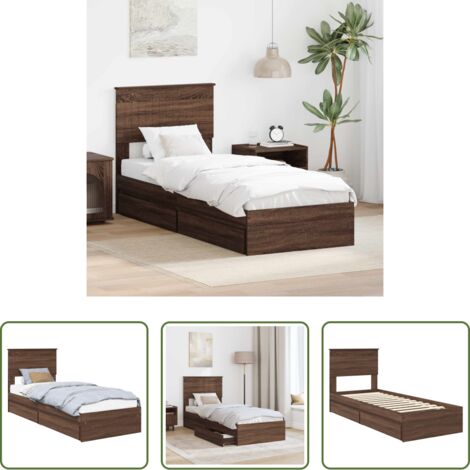 Letto moderno -  Letto con Contenitore con testiera Rovere Marrone 75 x 190 cm