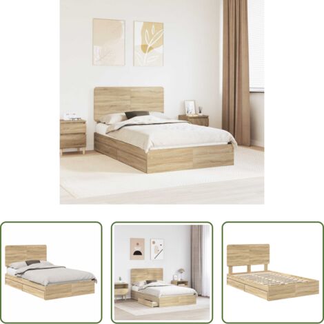 Letto moderno -  Letto con Contenitore con testiera Rovere Sonoma 120 x 200 cm