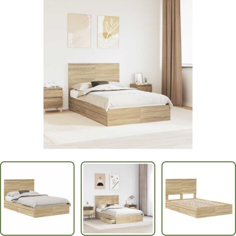 Letto moderno -  Letto con Contenitore con testiera Rovere Sonoma 120 x 200 cm