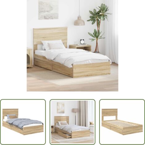 Letto moderno -  Letto con Contenitore con testiera Rovere Sonoma 75 x 190 cm