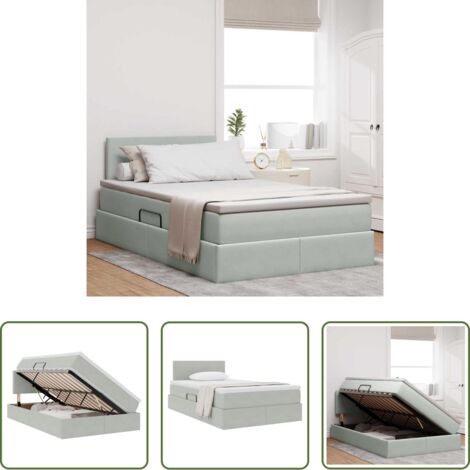 Letto moderno -  Letto con Contenitore Grigio chiaro 120 x 190 cm Velluto