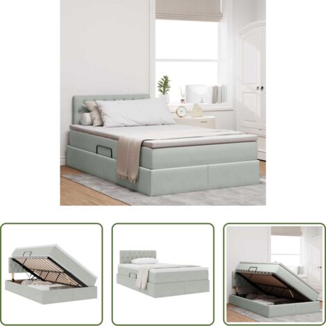 Letto moderno -  Letto con Contenitore Grigio chiaro 120 x 190 cm Velluto