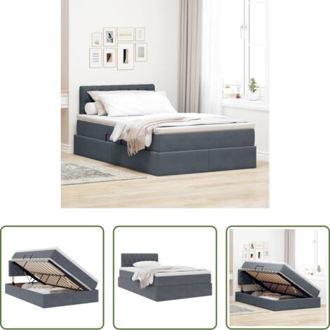 Letto moderno -  Letto con Contenitore Grigio scuro 120 x 190 cm Velluto