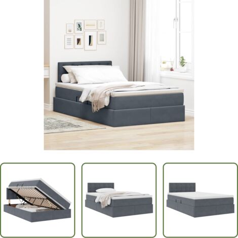Letto moderno -  Letto con Contenitore Grigio scuro 120 x 200 cm Velluto