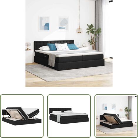 Letto moderno -  Letto con Contenitore Nero 180 x 200 cm Pelle Sintetica