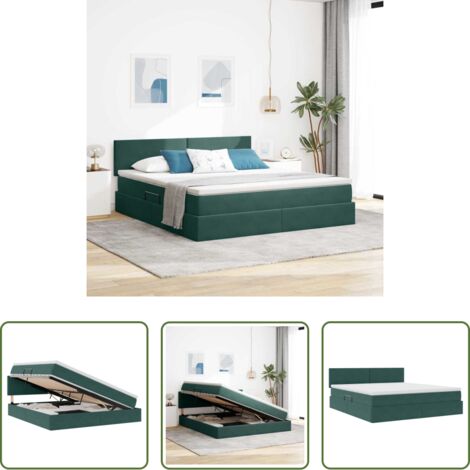Letto moderno -  Letto con Contenitore Verde Scuro 180 x 200 cm Velluto