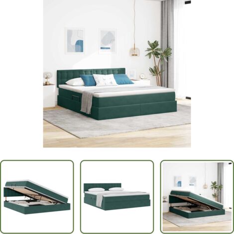 Letto moderno -  Letto con Contenitore Verde Scuro 180 x 200 cm Velluto