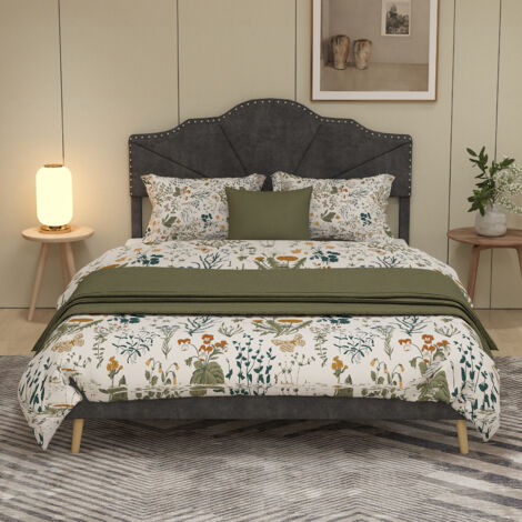 Letto moderno minimalista con testiera morbida e confortevole, 160200 cm, grigio, mobile multifunzionale per camera da letto, struttura letto bassa con contenitore, asta a gas non inclusa, materasso n