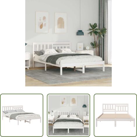 Letto moderno -  Struttura del letto Bianco 135 x 190 cm Pino massello