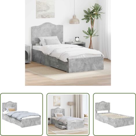 Letto moderno -  Struttura del letto con testiera Grigio cemento 70 x 190 cm