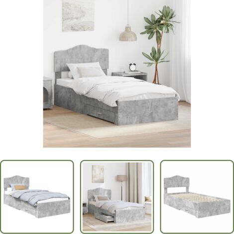 Letto moderno -  Struttura del letto con testiera Grigio cemento 70 x 190 cm