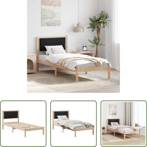Letto moderno -  Struttura del letto con testiera Nero 80 x 200 cm Pino massello
