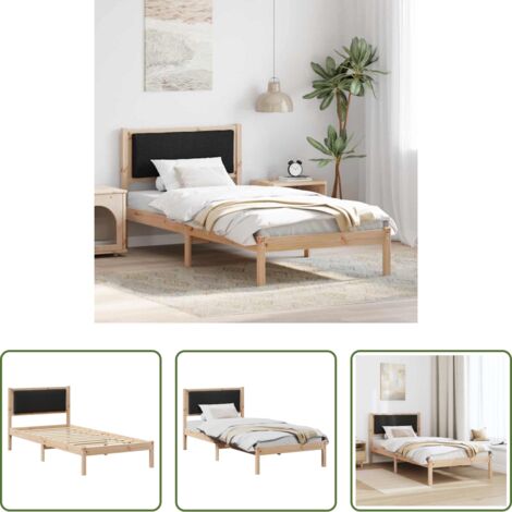Letto moderno -  Struttura del letto con testiera Nero 90 x 190 cm Pino massello