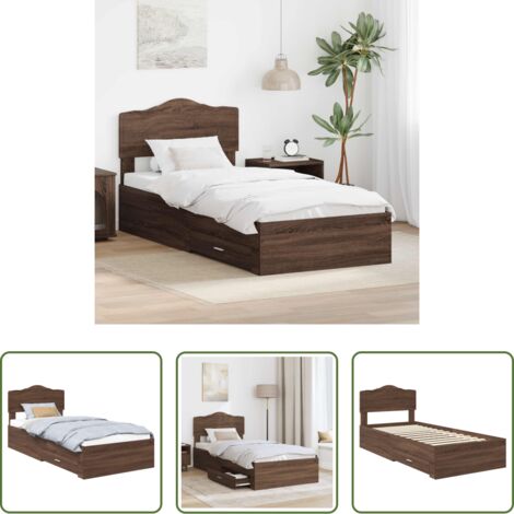 Letto moderno -  Struttura del letto con testiera Rovere Marrone 70 x 190 cm