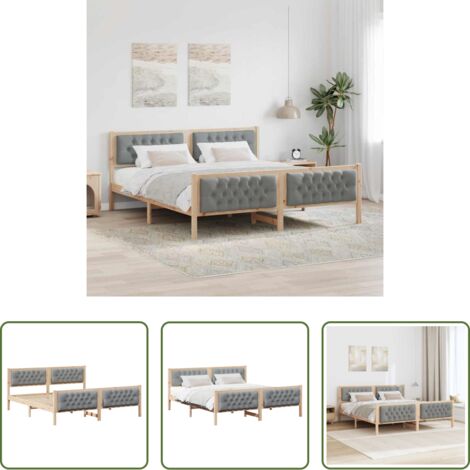 Letto moderno -  Struttura del letto Grigio chiaro 160 x 200 cm Pino massello
