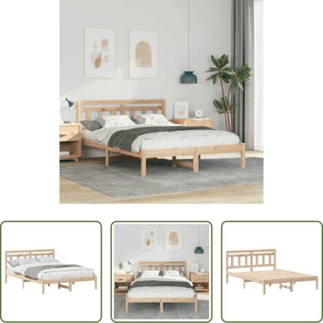 Letto moderno -  Struttura del letto Marrone 140 x 190 cm Pino massello