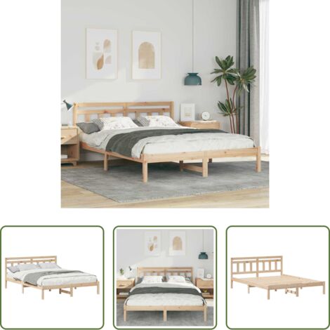 Letto moderno -  Struttura del letto Marrone 140 x 200 cm Pino massello
