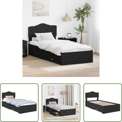 Letto moderno -  Struttura del letto Nero 70 x 190 cm Legno multistrato
