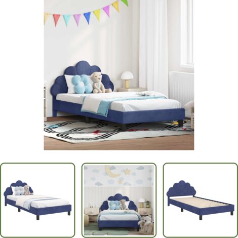 Letto moderno -  Struttura letto bambini con testata Blu Polizia 90 x 190 cm