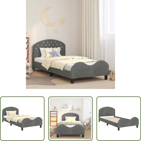 Letto moderno -  Struttura letto bambini con testata Grigio scuro 90 x 190 cm