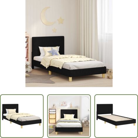 Letto moderno -  Struttura letto bambini con testata Nero 90 x 200 cm Tessuto