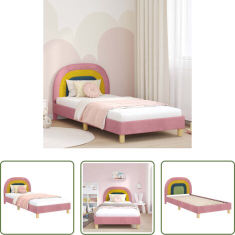 Letto moderno -  Struttura letto bambini con testata Rosa 90 x 200 cm Velluto