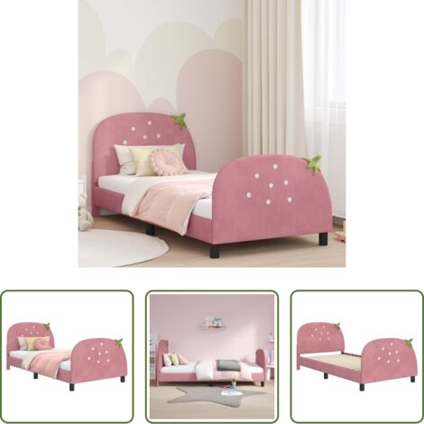 Letto moderno -  Struttura letto bambini con testata Rosa 90 x 200 cm Velluto