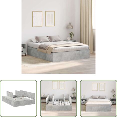 Letto moderno -  Struttura letto con contenitore Grigio cemento 150 x 200 cm